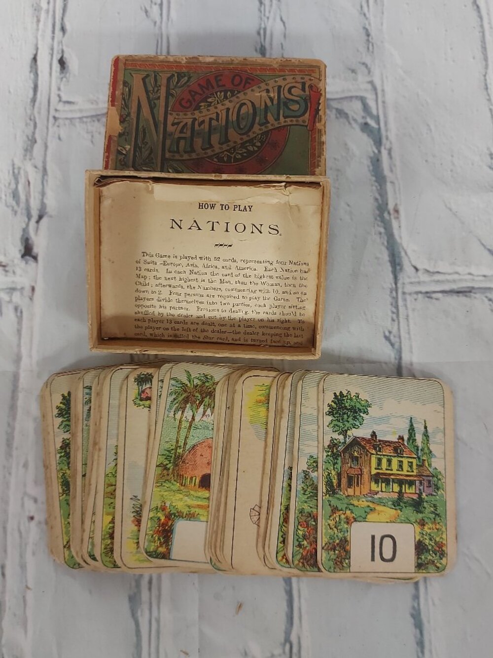 Antique Game of Nations Card Game Mini Box Set
